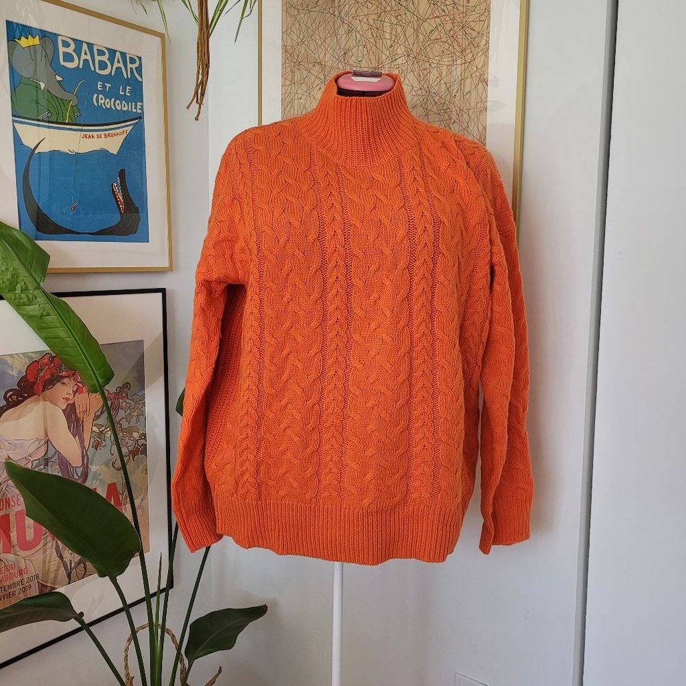 Joe Fresh Women’s L Mock Turtleneck Knit Sweater Orange